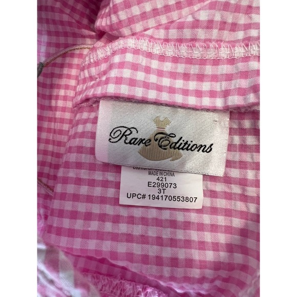 Rare Editions Girls 3T Ruffled Top/Pants Set Pink Plaid Bunny Searsucker Easter - Picture 7 of 7